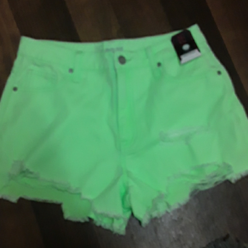 Neon green high waisted shorts